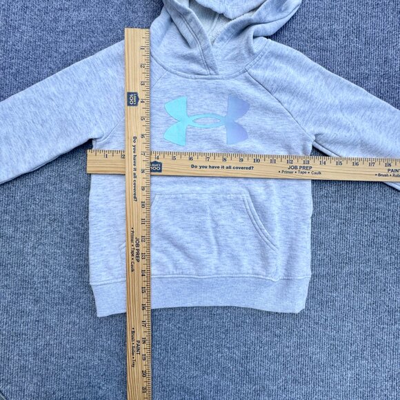 Under Armour Hooded Sweatshirt Youth Girl Size 5 Heathered Gray - Picture 6 of 11